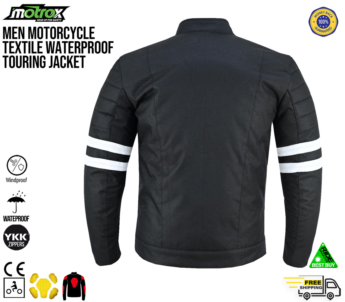 Men’s Motorcycle Jacket Café Racer Biker Textile Thermal Waterproof CE Armours