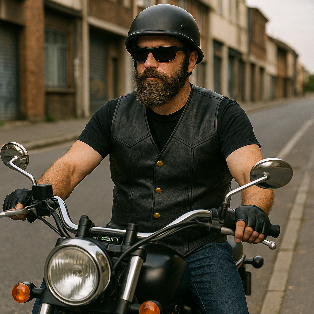 Men’s Classic Leather Biker Vest – Foster Waistcoat Style