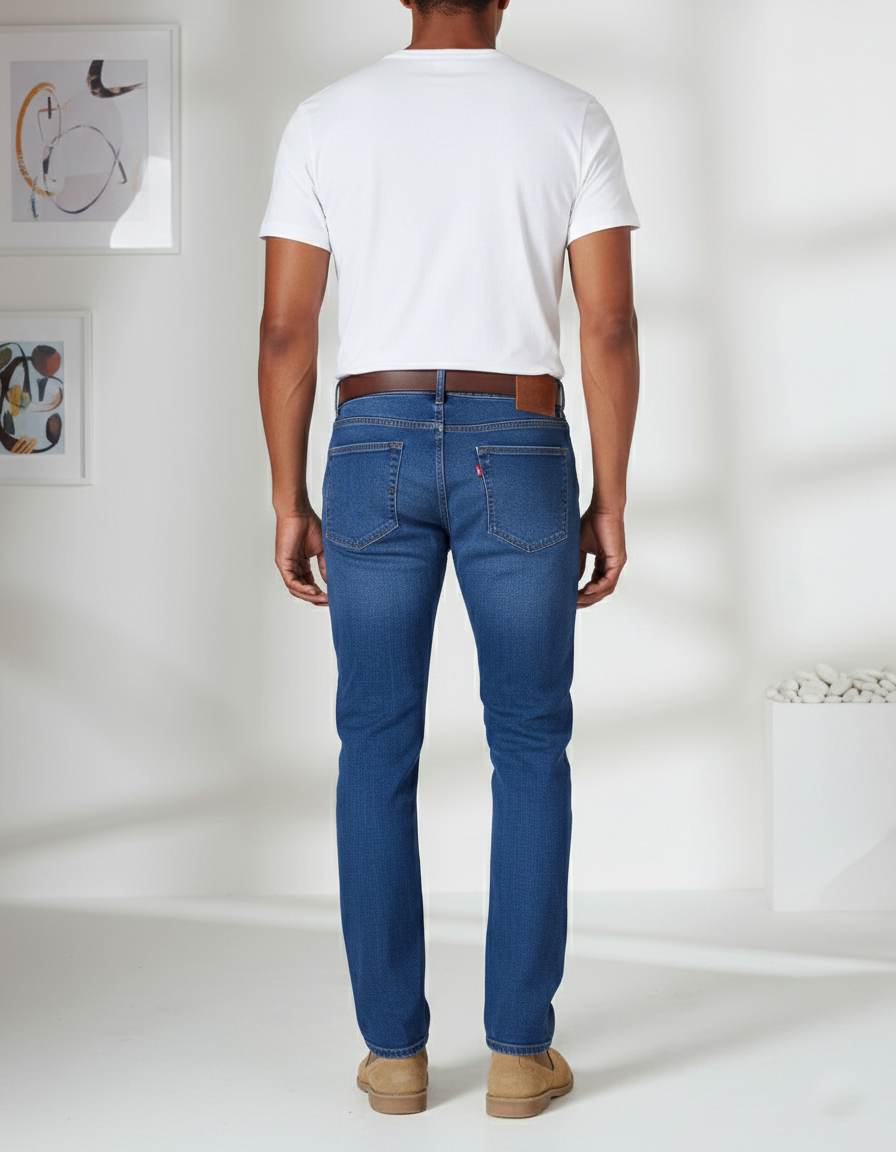 Men’s Slim Fit Stretch Denim Jeans – Black, Blue & Stonewash Blue