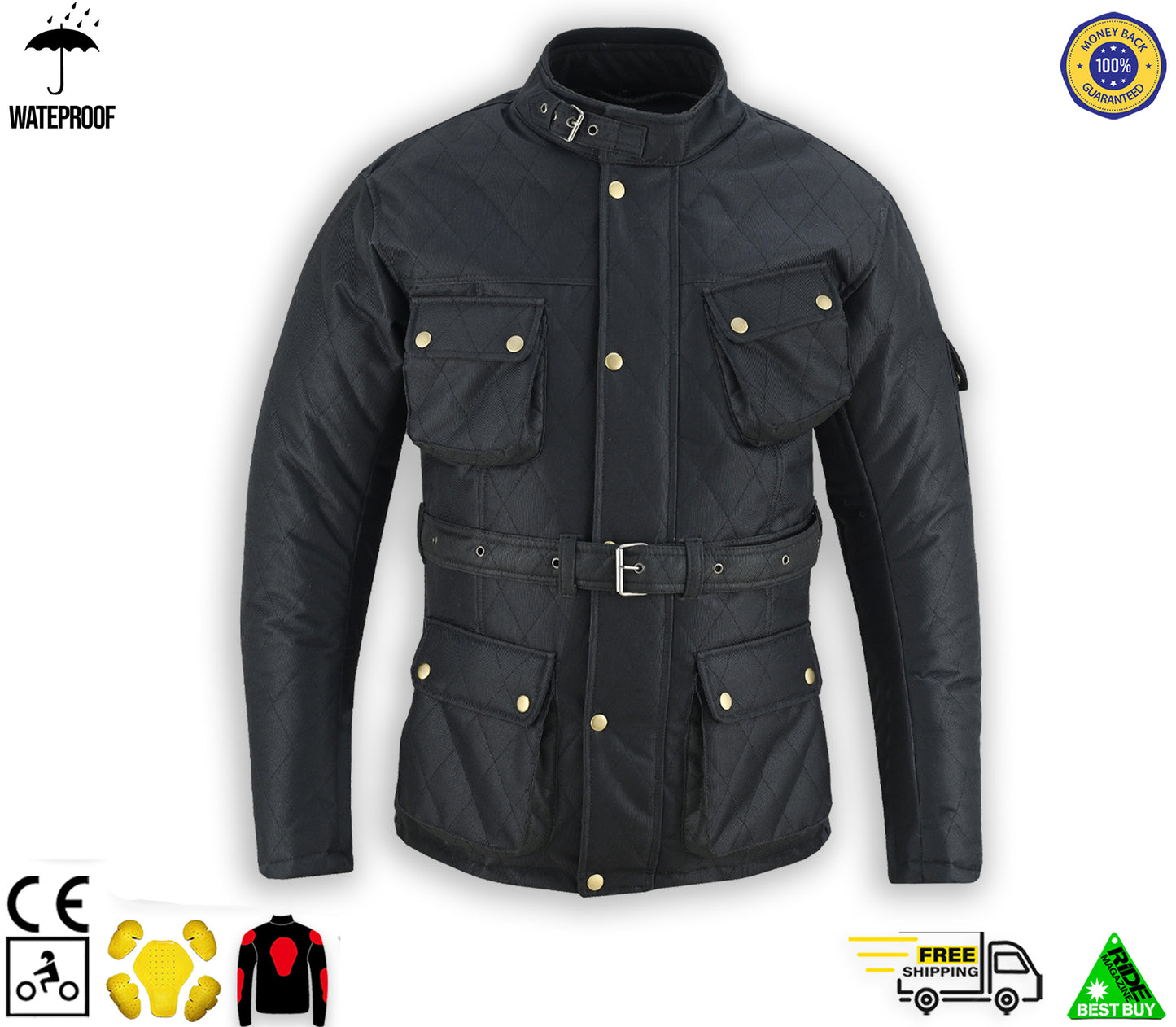 Mens Motorcycle Waterproof Cordura jacket