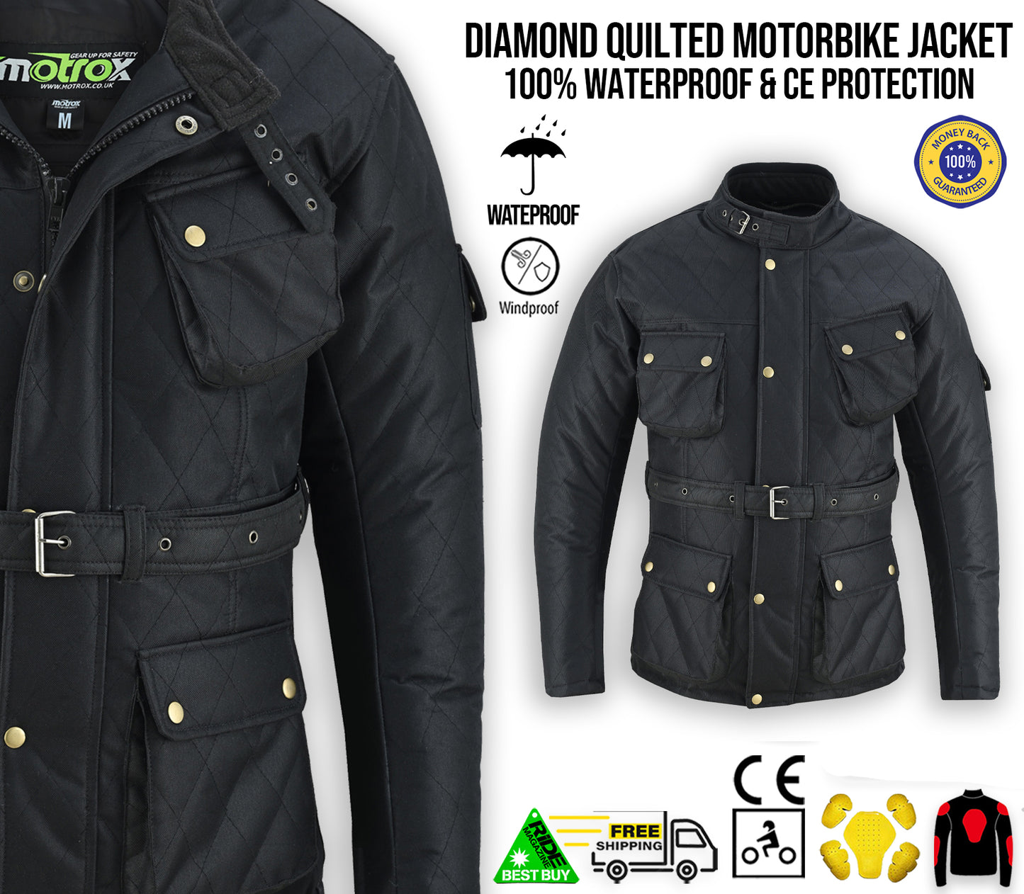 Mens Motorcycle Waterproof Cordura jacket