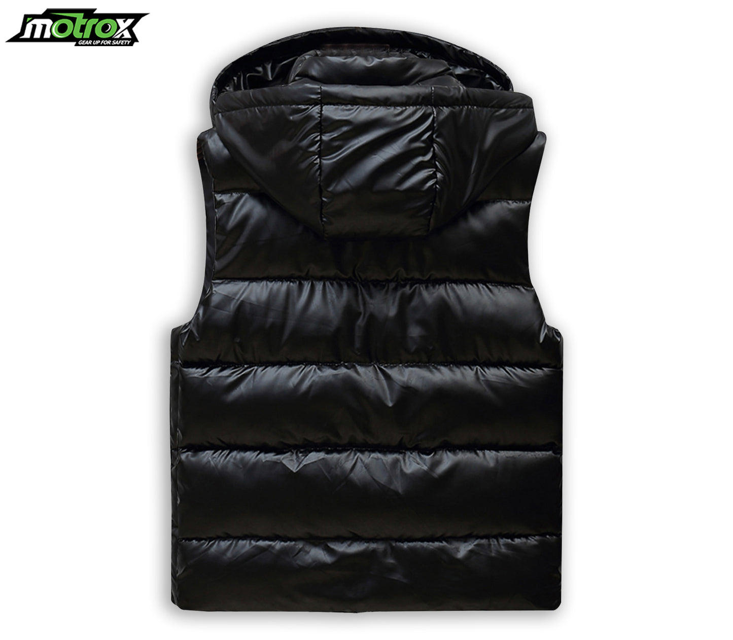 Men Gilet Sleeve-less Puffer Hooded jacket Black