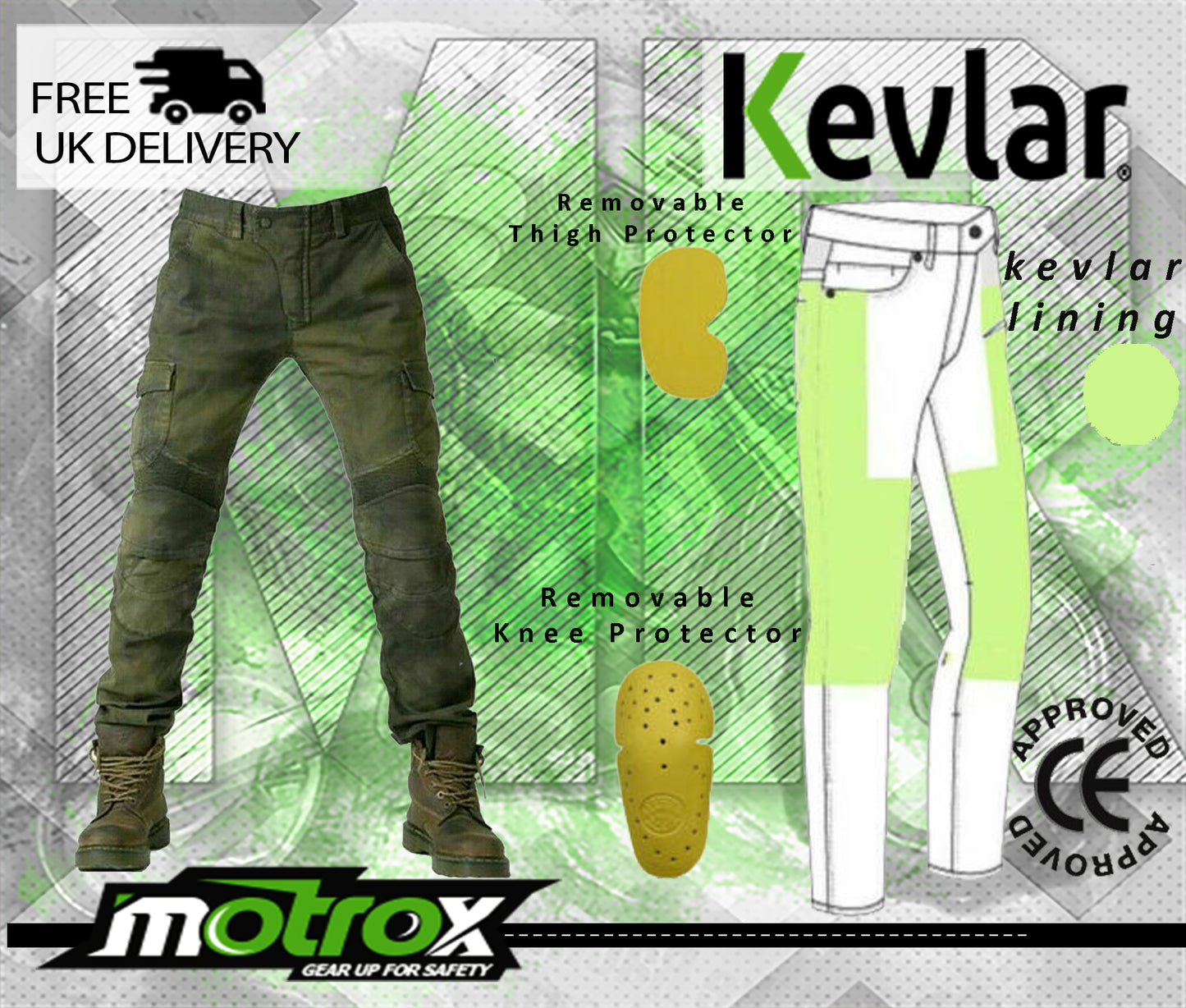 Men Motorbike Jeans For Urban Riders MK-4 Olive Green