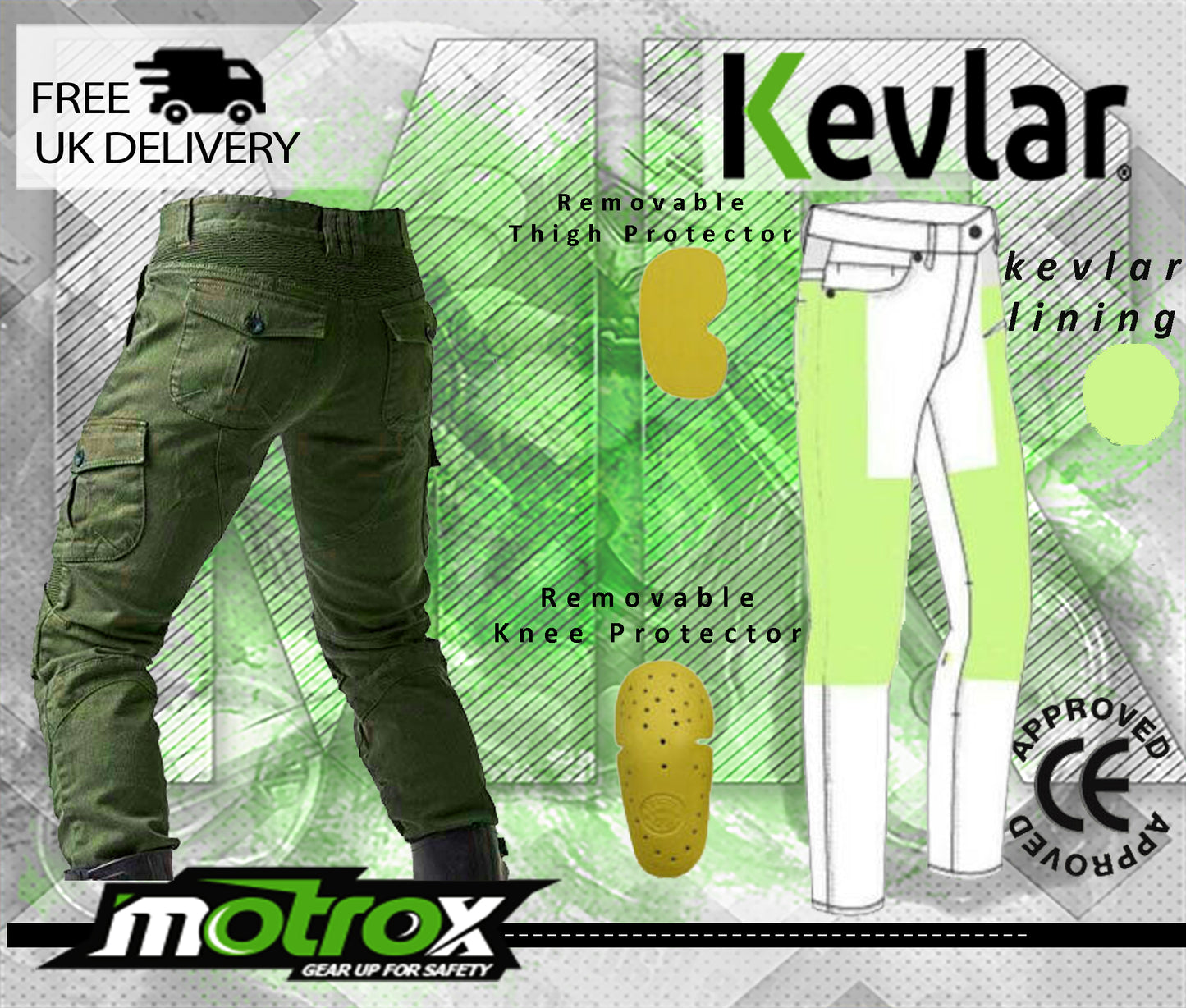Men Motorbike Jeans For Urban Riders MK-4 Olive Green