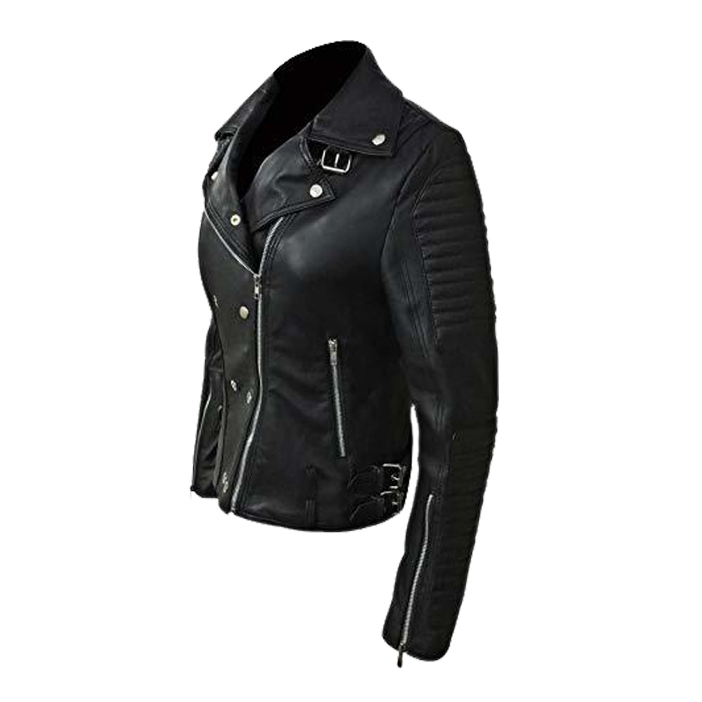 Women Leather Jacket Crushing Tops Clearance Wear 3