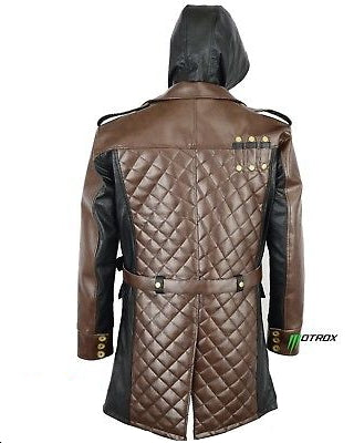 Men's Leather Trench Coat Assassin's Creed Brown Genuine Jacket