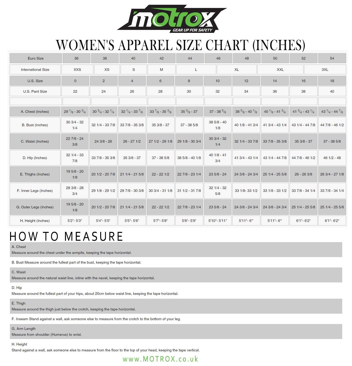 SIZE CHART