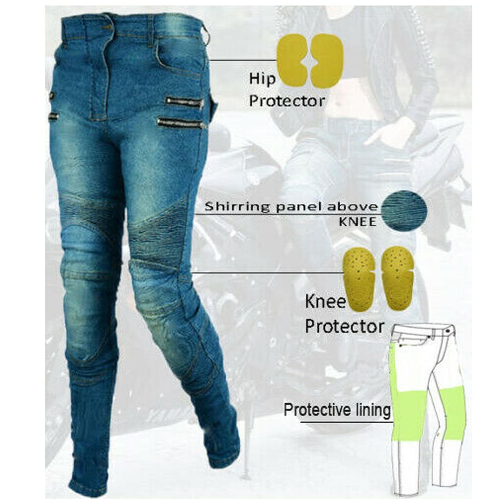 Women Motorcycle Jeans with protectors in hip & knee area