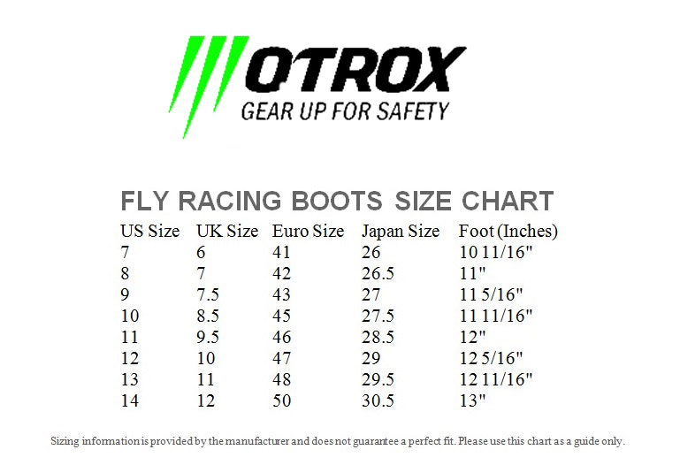 MOTROX BOOTS SIZING CHART