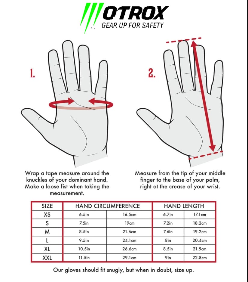 MOTROX GLOVES SIZE GUIDE