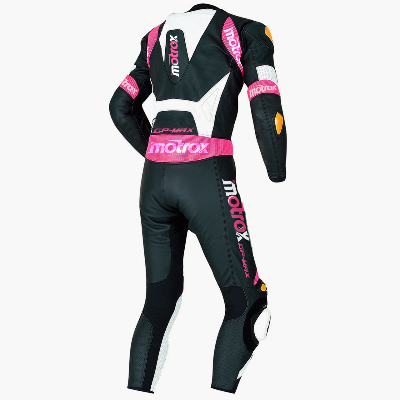 Ladies leather pink motorcycle racing suit by motrox