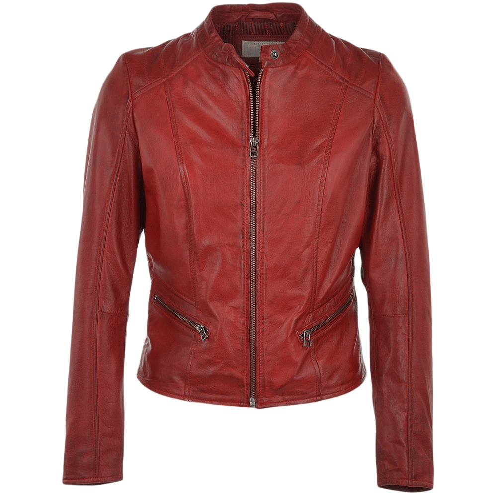 Red leather sales jacket ladies