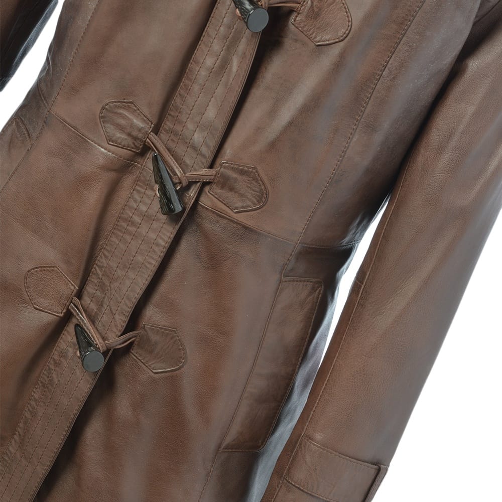 Women Long Coat Relaxed Gillian Duffle Leather Wear