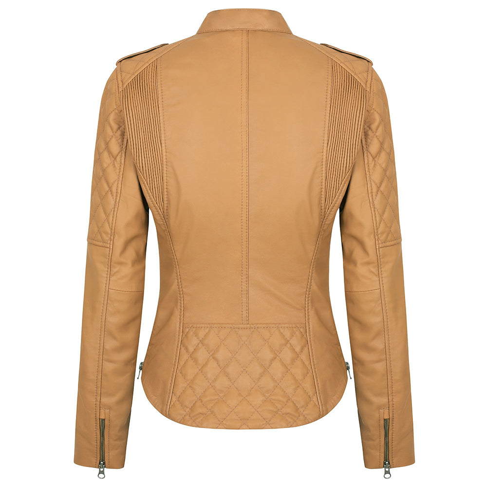 Women Biker Jacket Glowing Leather Fashion Wear