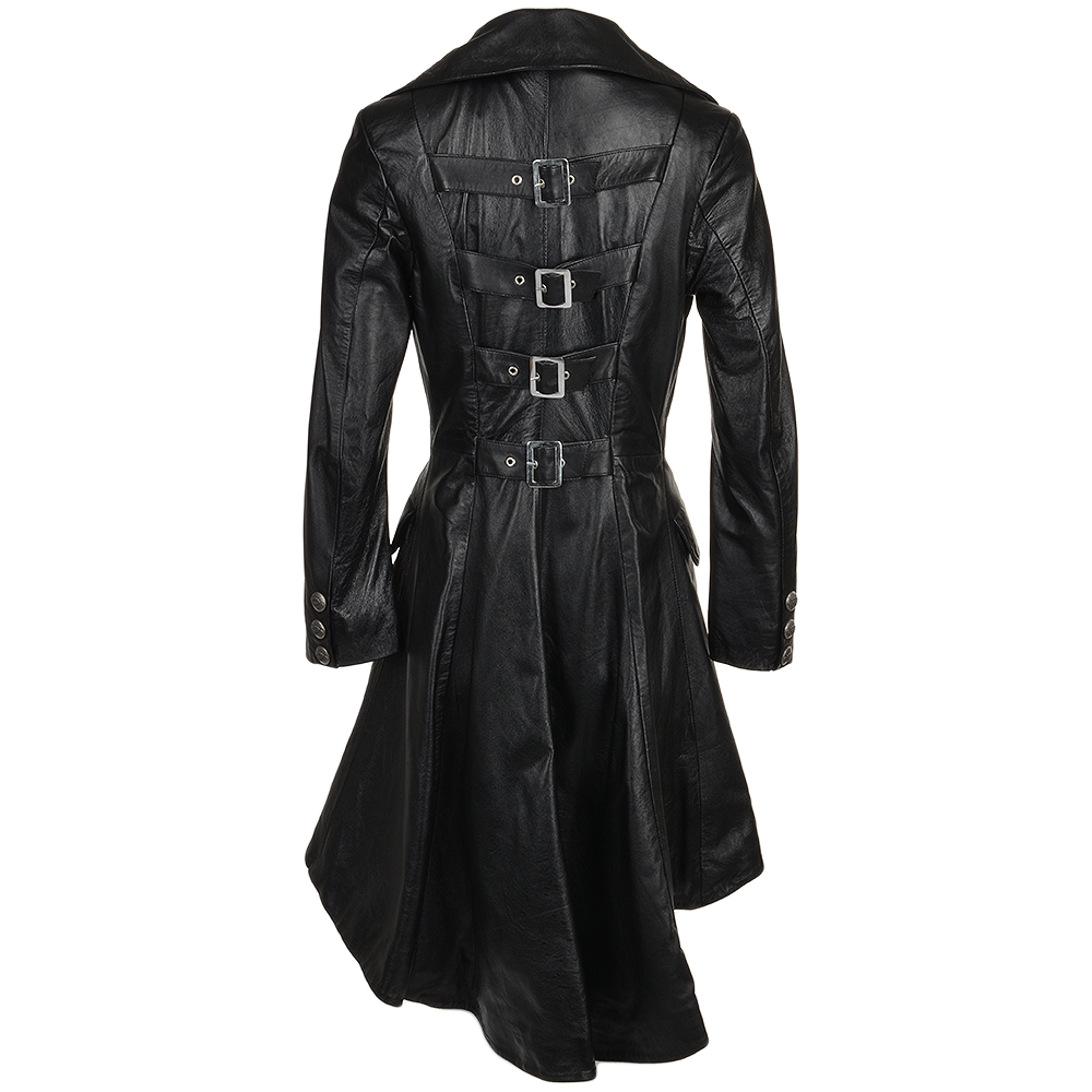 back side of leather trench coat women