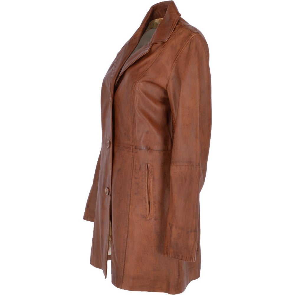 Ladies Leather Long Coat Brilliant Fashion Wear