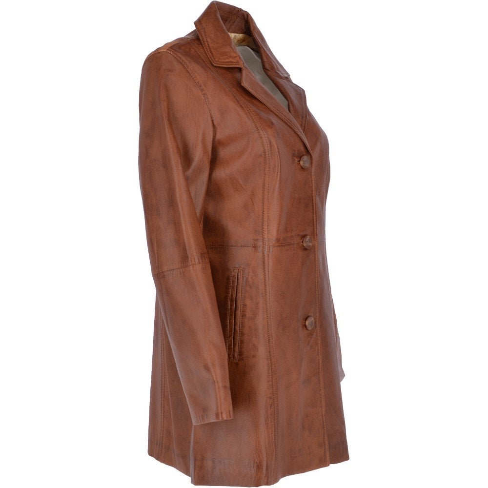 Ladies Leather Long Coat Brilliant Fashion Wear