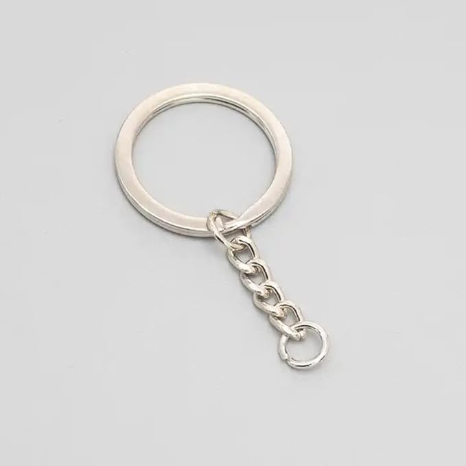 4 Pack Keychain Rings – 1 Inch (25mm) Split Key Ring with Chain, Metal Keychain Hardware for DIY Crafts