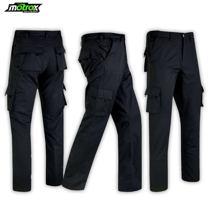 Mens Cargo Work Trousers Black Cotton Lightweight Trouser Pants