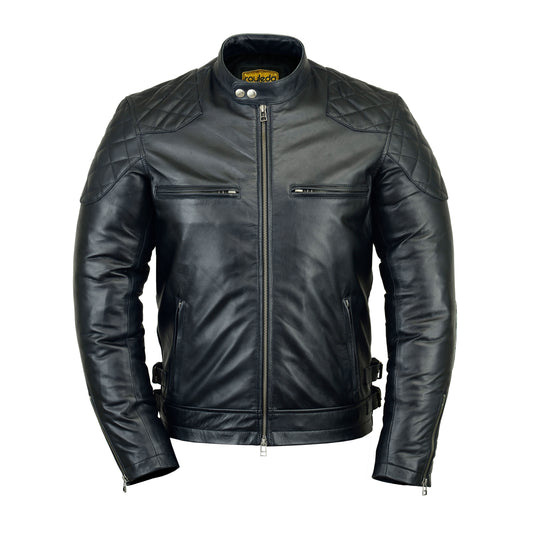 Slim fit Black Leather Jacket For Men's Real 