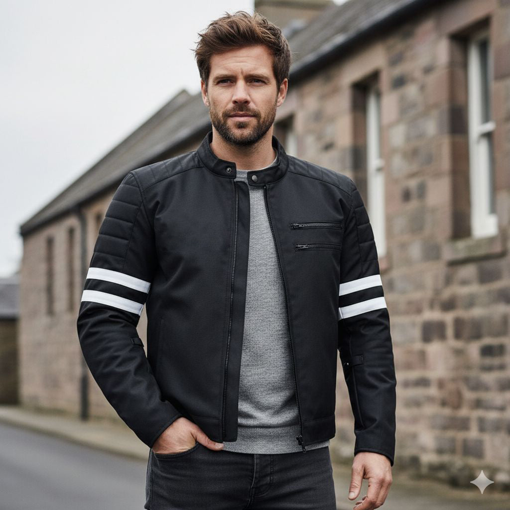 Men’s Motorcycle Jacket Café Racer Biker Textile Thermal Waterproof CE Armours