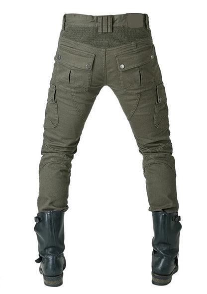 Men Motorbike Jeans For Men - Olive Green