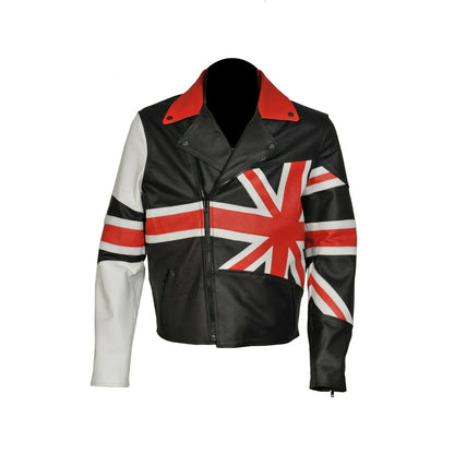 Men Leather Jacket UK Flag Style