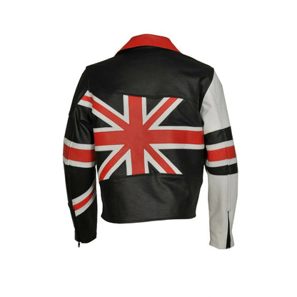 Men Leather Jacket UK Flag Style