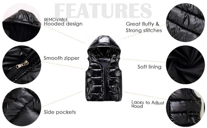 Back view men’s black padded bodywarmer – windproof sleeveless waistcoat