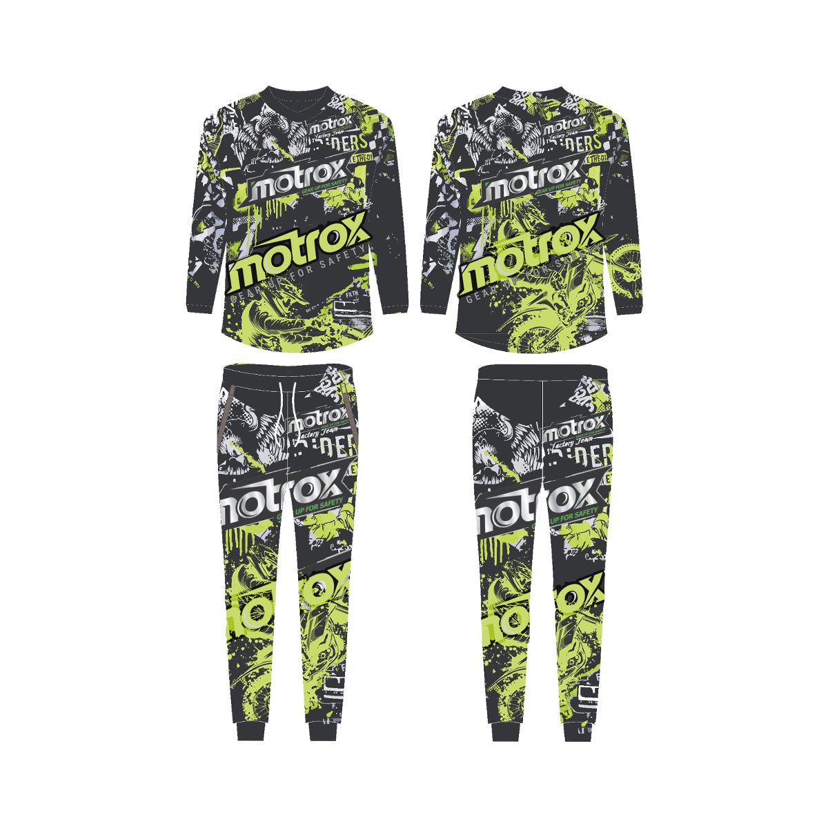 Kids dirt bike gear motocross kit Jersey and pants in green colour