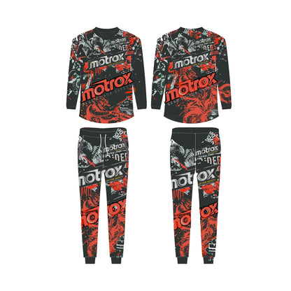 Red kids motocross dirt bike gear set jersey and pant