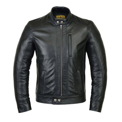 Men's black leather jacket by Motrox in sheepskin genuine leather biker style