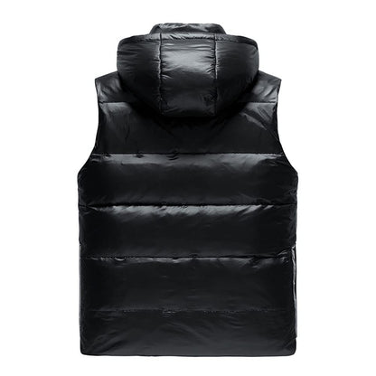 Backside of black mens gilet for winters