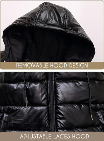 mens puffer gilet with removable hood & adjustable laces