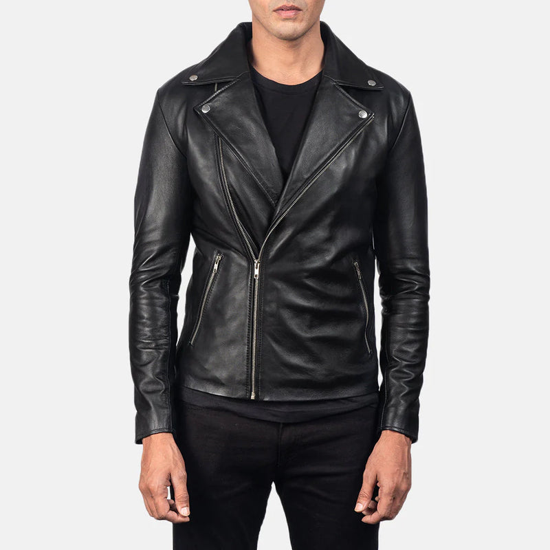 MOTROX Premium Black Sheepskin Leather Jacket – Modern Zipper Style