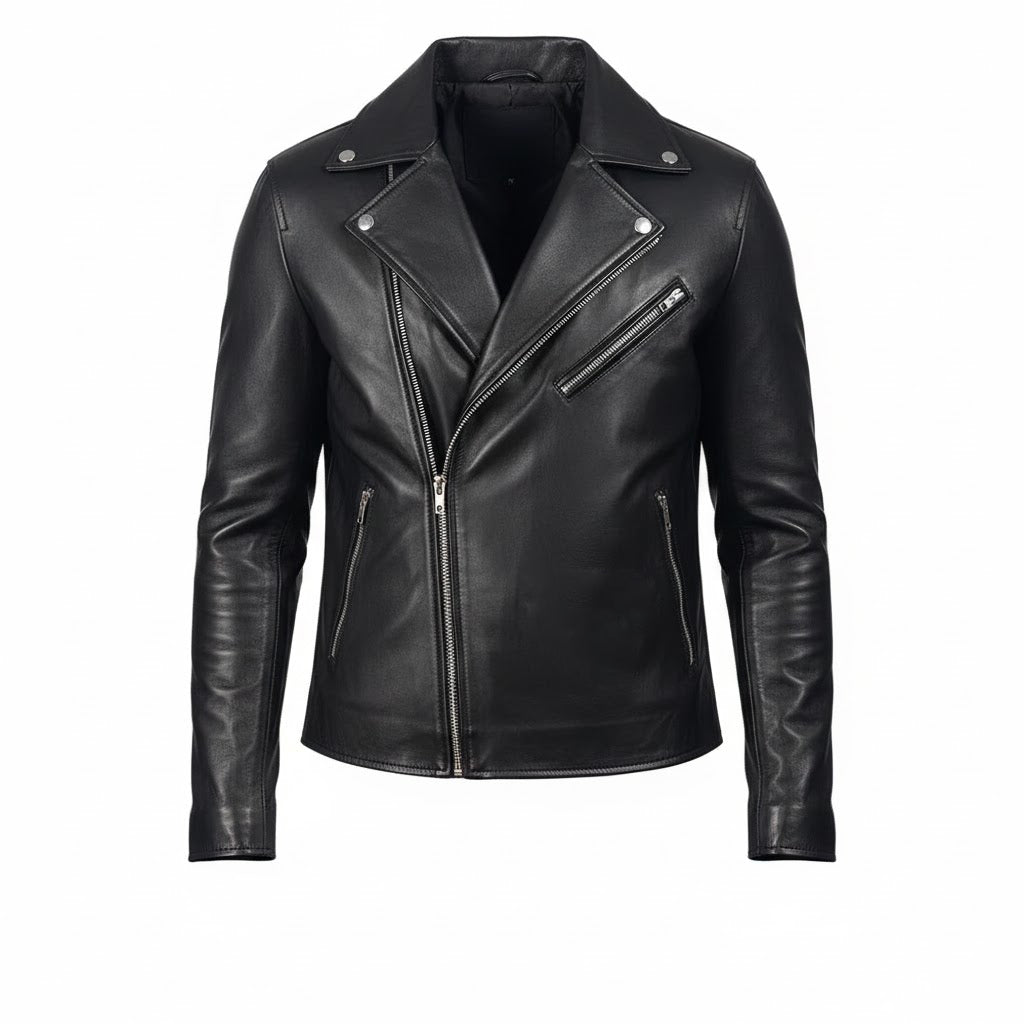 MOTROX Premium Black Sheepskin Leather Jacket – Modern Zipper Style