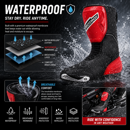 Men Motorcycle Racing Boots – Speedy H2O - RED