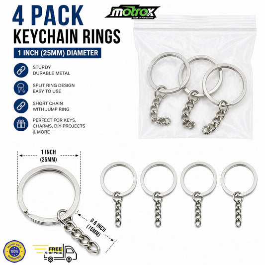 4 Pack Keychain Rings – 1 Inch (25mm) Split Key Ring with Chain, Metal Keychain Hardware for DIY Crafts