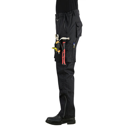 Men Cargo Combat Work Trousers with Knee Pad Pockets - Black