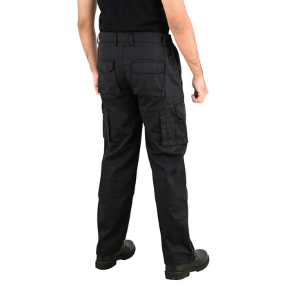 Men Cargo Combat Work Trousers with Knee Pad Pockets - Black