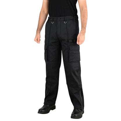 Men Cargo Combat Work Trousers with Knee Pad Pockets - Black
