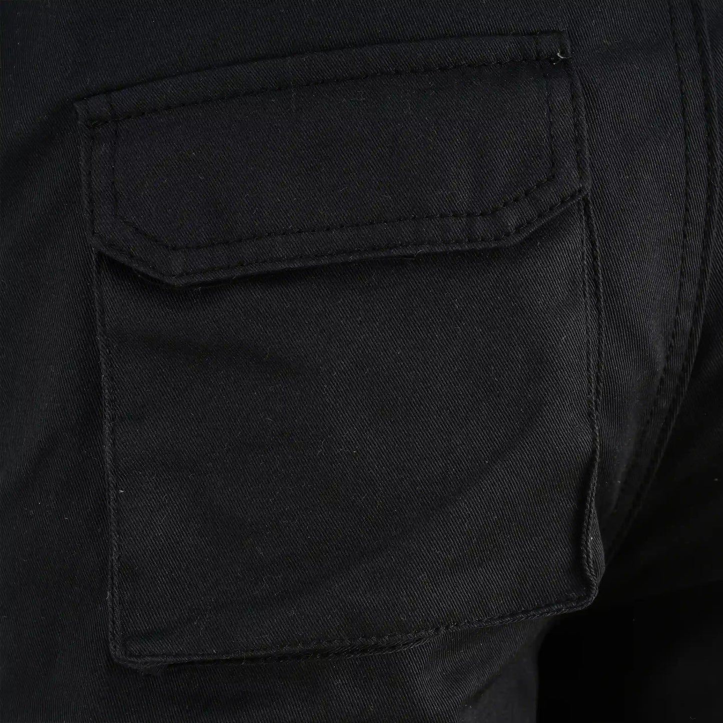 Men Cargo Combat Work Trousers with Knee Pad Pockets - Black