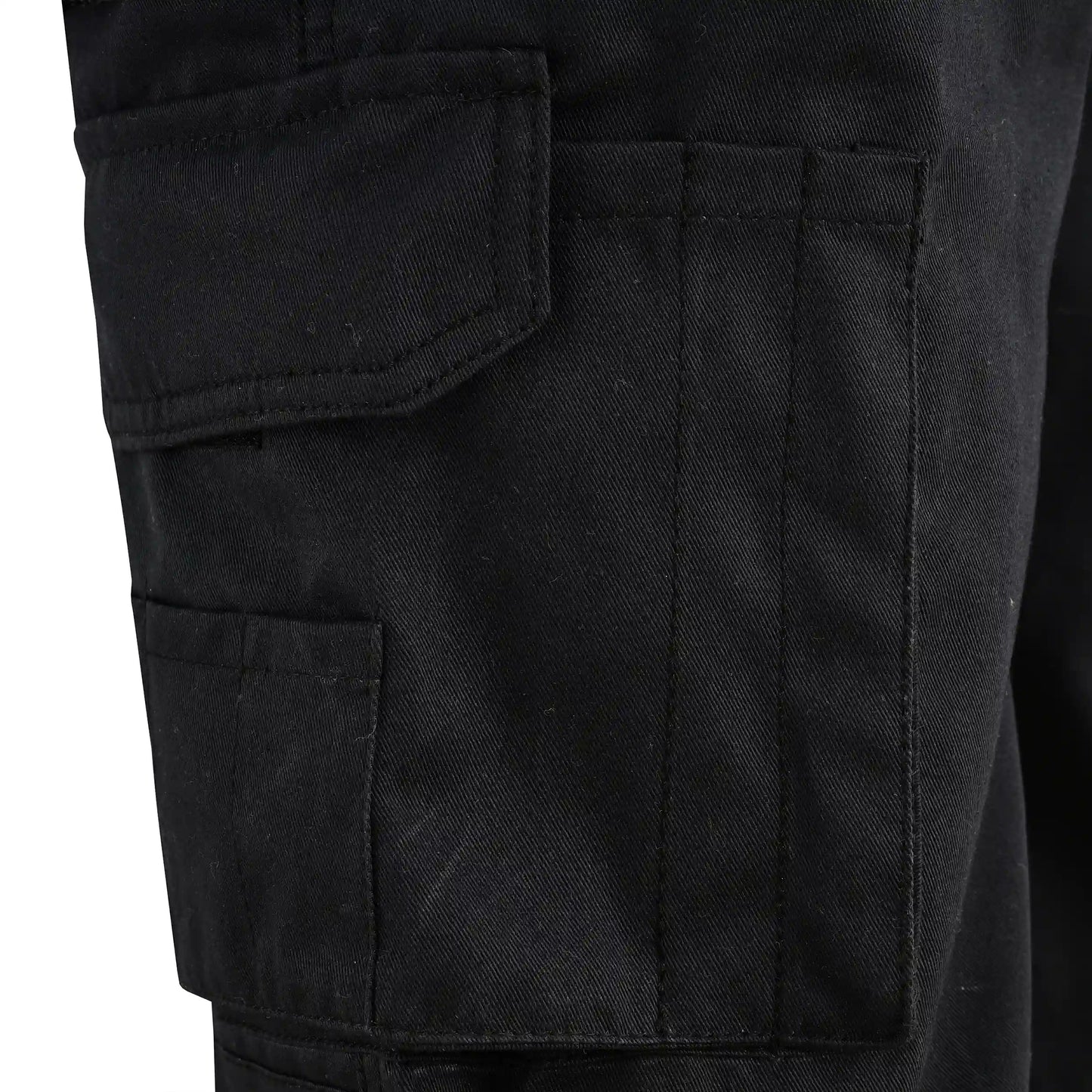 Men Cargo Combat Work Trousers with Knee Pad Pockets - Black