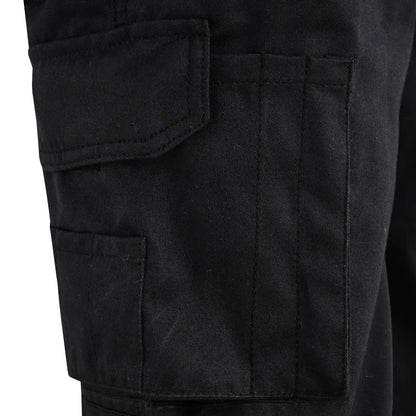 Men Cargo Combat Work Trousers with Knee Pad Pockets - Black