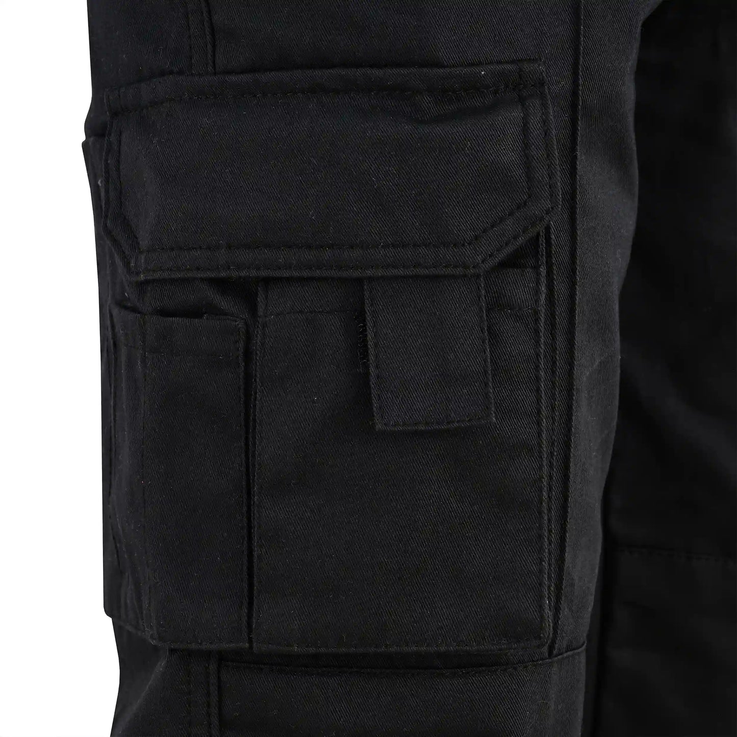 Men Cargo Combat Work Trousers with Knee Pad Pockets - Black