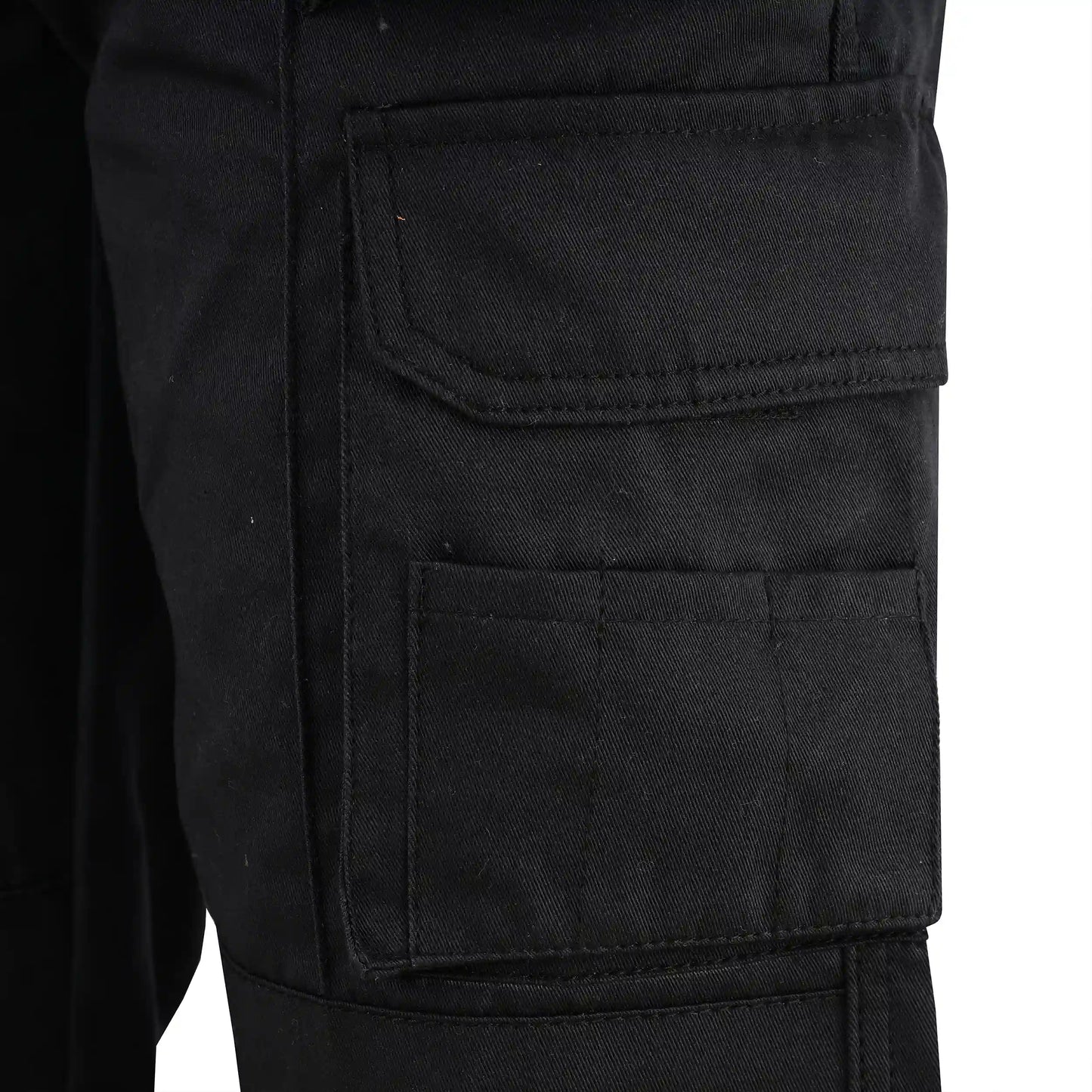 Men Cargo Combat Work Trousers with Knee Pad Pockets - Black