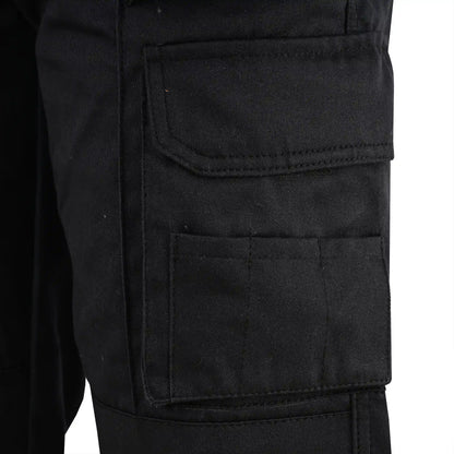 Men Cargo Combat Work Trousers with Knee Pad Pockets - Black