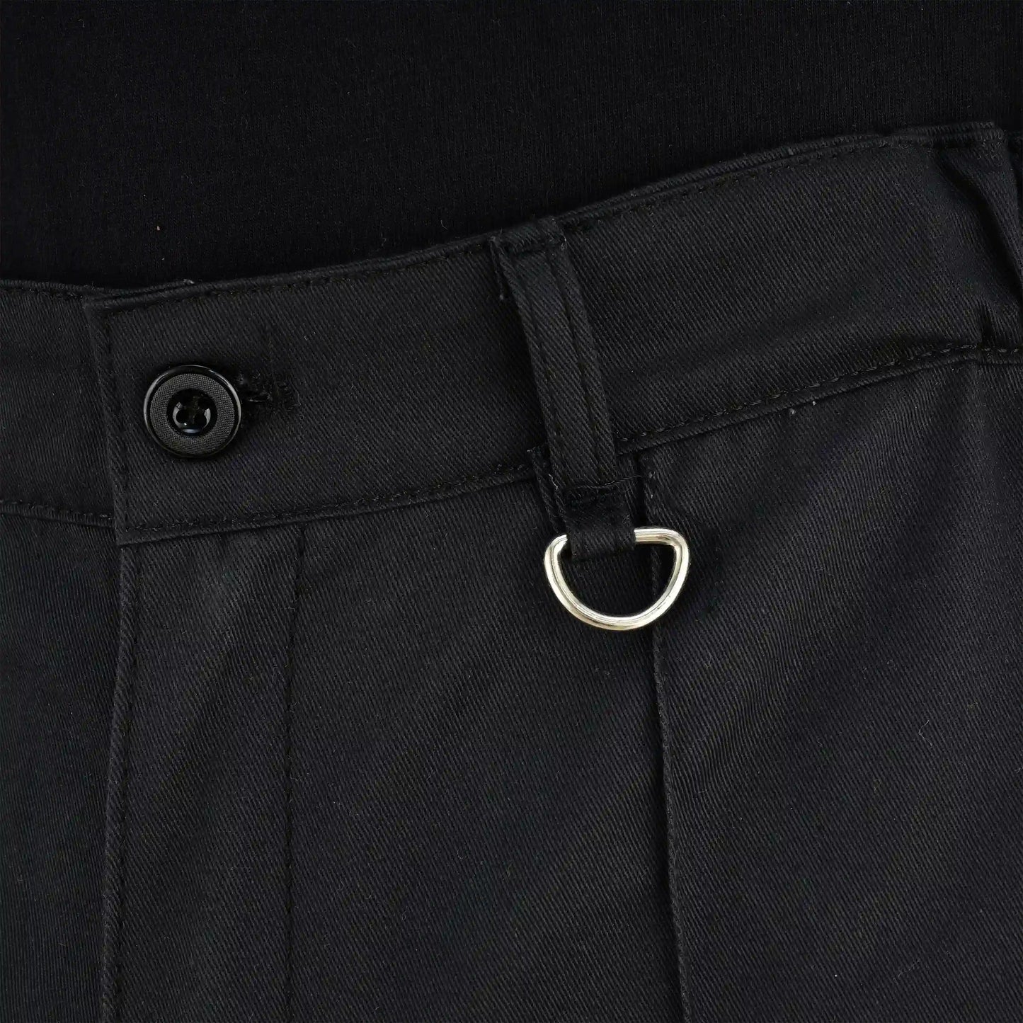 Men Cargo Combat Work Trousers with Knee Pad Pockets - Black