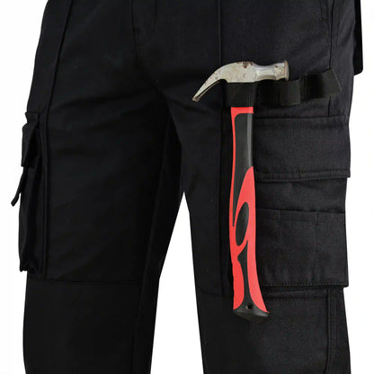 Men Cargo Combat Work Trousers with Knee Pad Pockets - Black