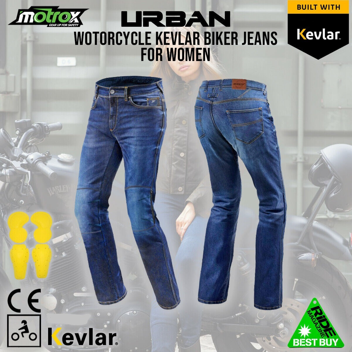 Kevlar Motorcycle Jeans Furious Ladies Racer MK-6